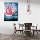 DIY Digital Oil Painting By Numbers Flower Boat Art Picture Kits Wall Decoration