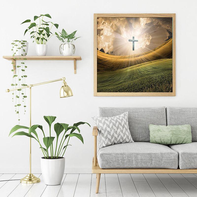 12x12 inch 5D Full Round Diamond Painting Cross over Field Rhinestone Picture