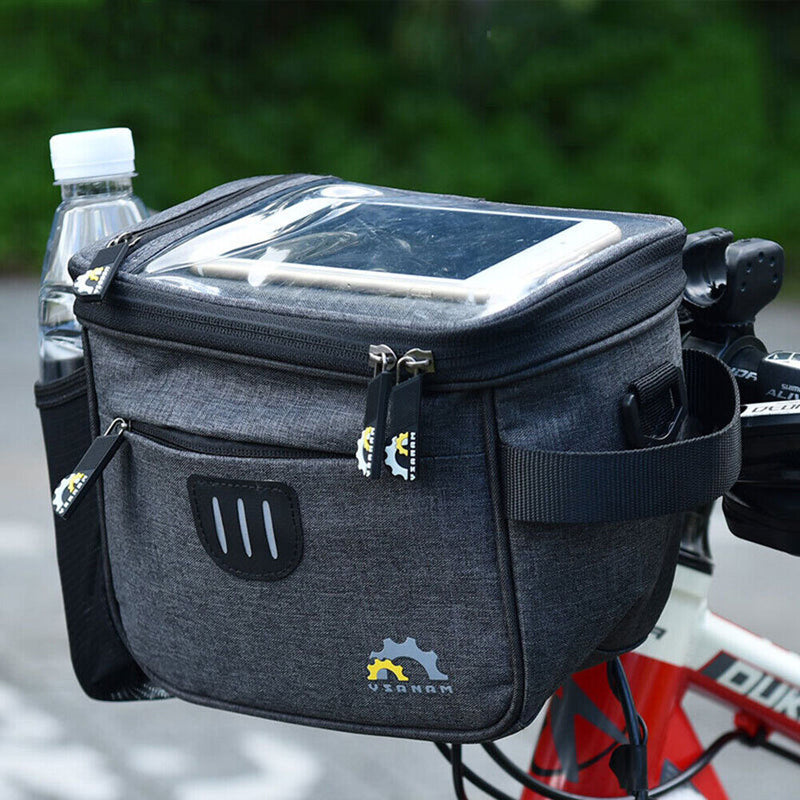 Bicycle Riding Front Frame Handlebar Bag Bike Touch Screen Phone Drink Holder