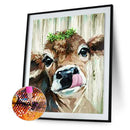 5D DIY Full Round Diamond Painting Grazing Cow Animal Picture Kits Wall Art Gift