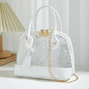 Clear Tote Crossbody Bag PVC Women Printed Star Shell Chain Shoulder Handbags
