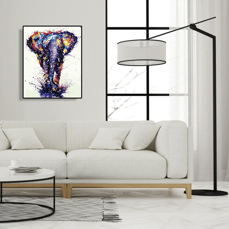 DIY Digital Oil Painting By Numbers Walking Elephant Canvas Frameless Picture