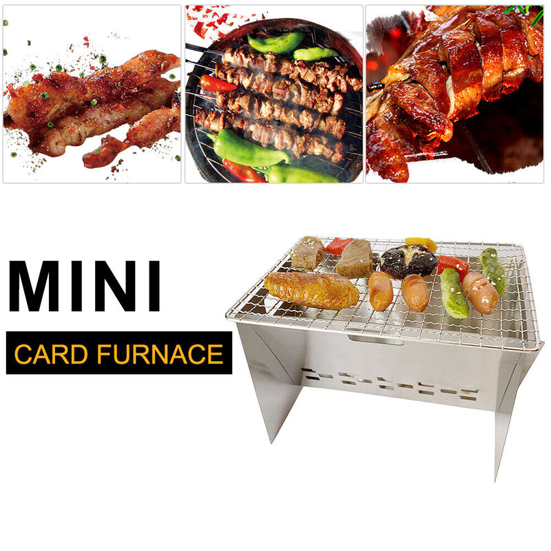 Outdoor Portable BBQ Grills Stainless Steel Small Charcoal Barbecue Wood Stove