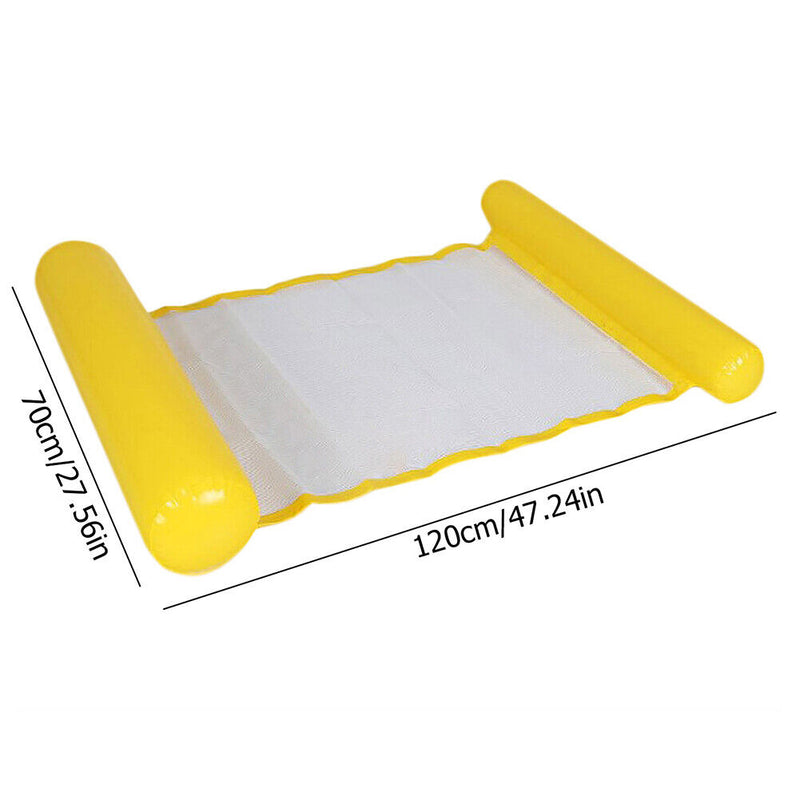 Water Hammock Inflatable Floating Swimming Pool Lounge Bed Chair (Yellow) Newly