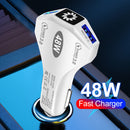 Dual USB QC3.0 48W Car Charger Mobile Phone Fast Charging Adapter (White) Newly