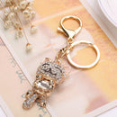 Lucky Smile Cat Crystal Rhinestone Purse Bag Car Keychains (Light Pink) Newly