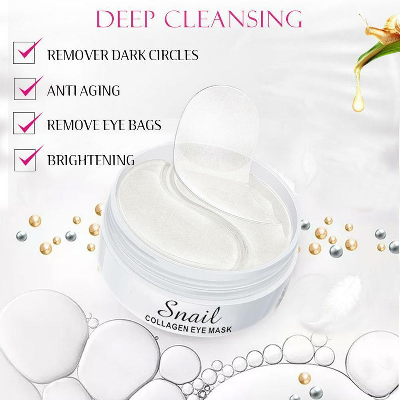 60Pcs Snail Collagen Eye Masks Remove Darks Circle Puffiness Moisturizing care