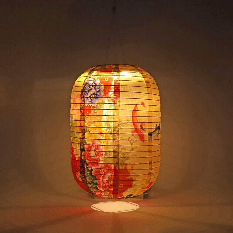 Solar Lantern Chinese Japanese Print Hanging Outdoor Garden Party Light (I)