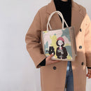 Women Linen Shoulder Lunch Bag Large Capacity Top-handle Handbags (Style 3)