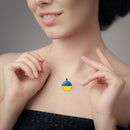 Ukraine Flag Necklace Round Glass Ukrainian Charm Pendant Fashion Jewelry