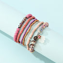Ladies Beach Style Jewelry Multi Layers Beaded Alloy Bracelet Layered Pendant
