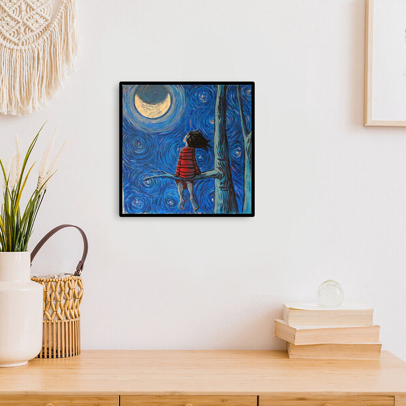 DIY Paint By Number Kit Little Girl Looking at The Moon No Frame Home Decor