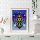 5D DIY Full Round Drill Diamond Painting Purple Caring Bee Drawing