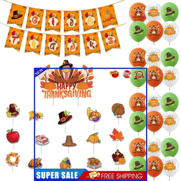 Thanksgiving Props Set Cake Card Topper Party Supplies Decorations for Holiday