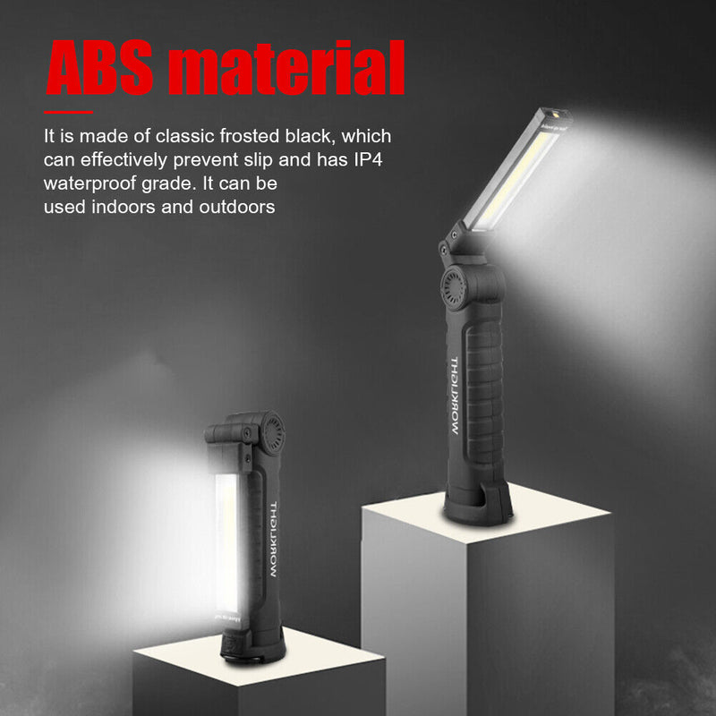LED COB Folding Working Light w/ Magnetic USB Charging Camping Outdoor Flashlight