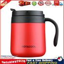 350ml Stainless Steel Vacuum Flask Handle Lid Portable Water Cup (Red) Newly