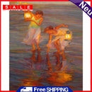Frameless Oil Paint By Numbers DIY Acrylic Sea Girls Drawing On Canvas Craft Kit