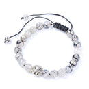 Unisex Lion Charm Beads Bangle Adjustable Beach Bracelet (Stripe Agate)