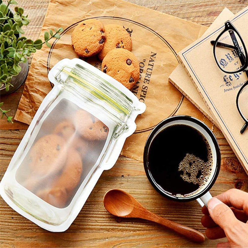 10pcs Reusable Mason Jar Nuts Candy Snacks Sealed Bags Fresh Food Storage Bag