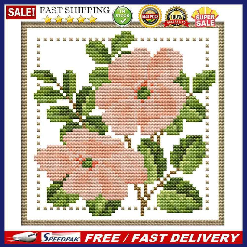 12 Months Flower Cross Stitch 14CT Stamped Canvas Printing Embroidery DIY Kit