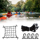 15"x15" Deck Cargo Bungee Net with Pad Eyes & Hooks Boat For Canoe Marine Q3J2