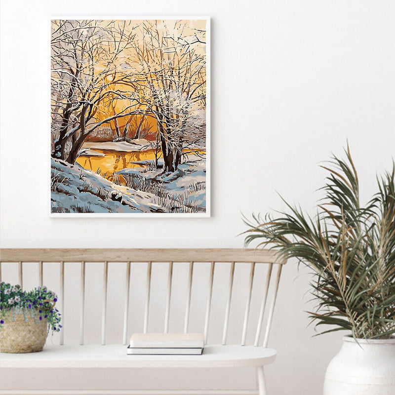 Snow Treetops Colouring Oil Canvas DIY Hand Painted Paint By Numbers Kit Artwork