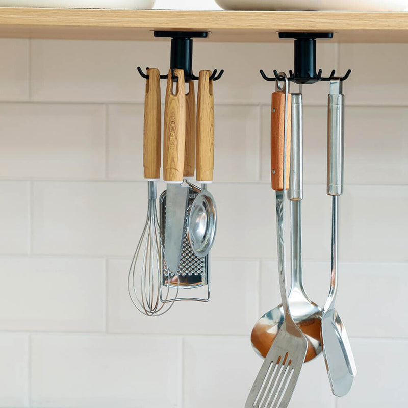 360 Degrees Rotation Hook Household Kitchen Hanging Storage Holders Organizer