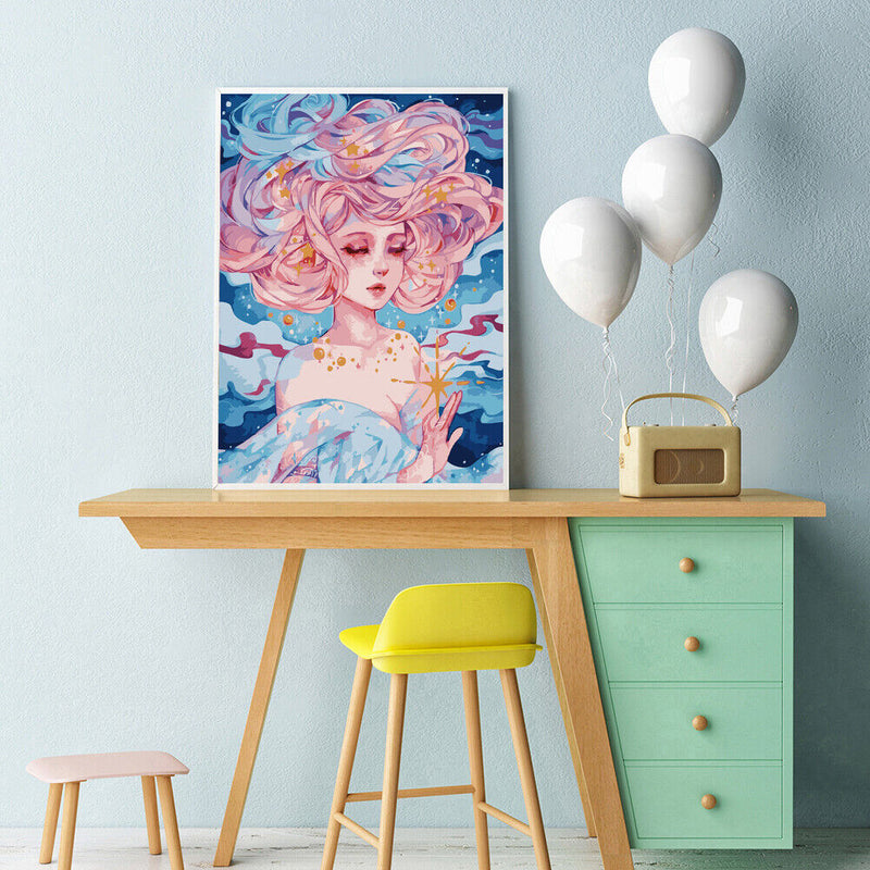 Oil Paint By Numbers Painting Girl Coloring Picture Digital Drawing