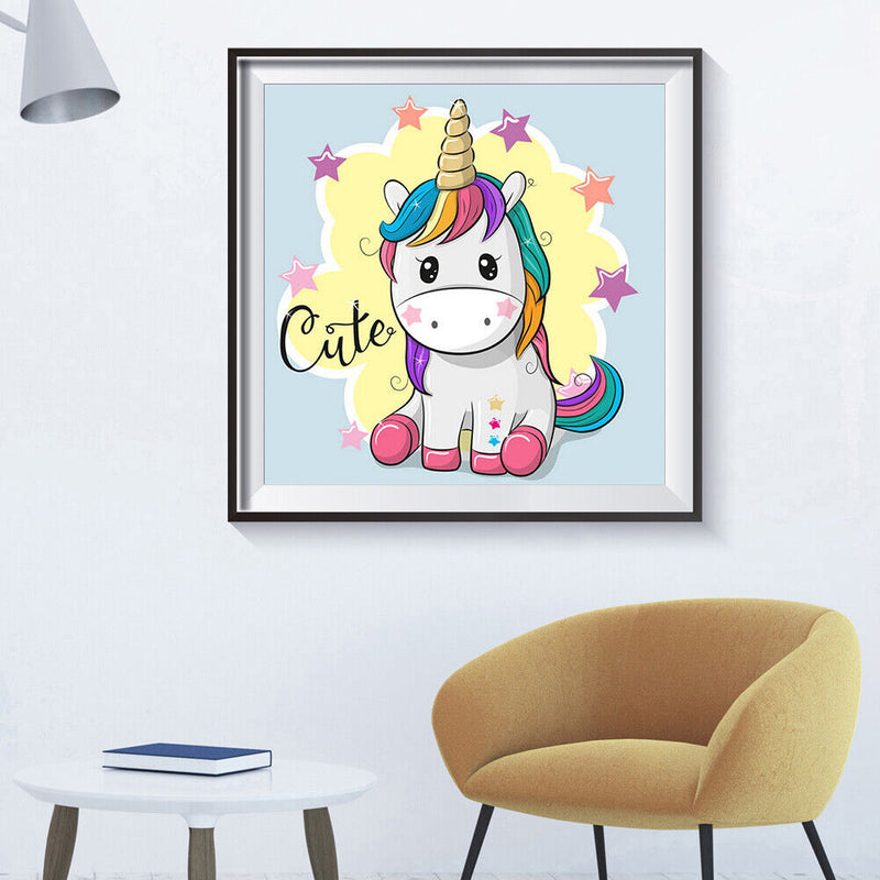 Full Drill DIY Round Diamond Painting Cartoon Color Horse Cross Stitch Kit Newly