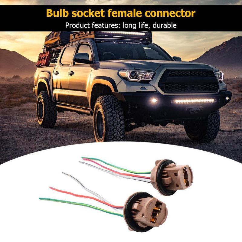2x 7443 LED Light Bulb Wiring Harness Sockets for Brake Turn Signal Light