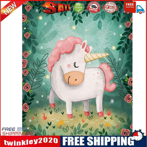5D DIY Cartoon Horn Horse Full Round Diamond Painting Kit Picture Artwork