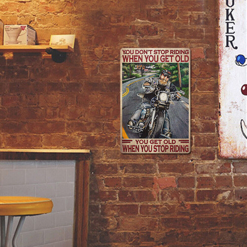 Retro Elder Motorcycle Metal Plate Painting for Pub Tin Plaques Wall Sign