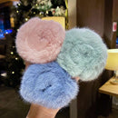 Faux Rabbit Fur Hair Ropes Hair Bands Plush Hair Scrunchies Pop Circle