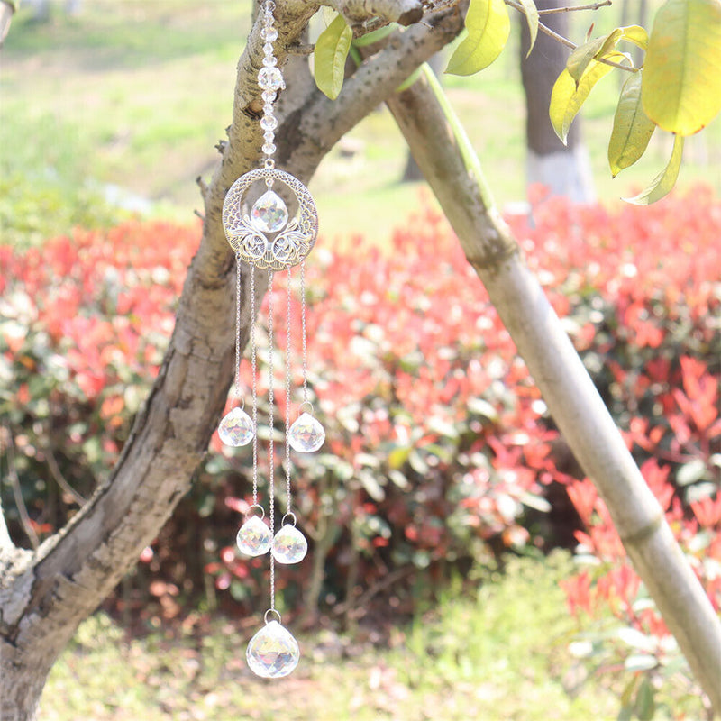 Crystal Wind Chime Crystal Round Ball Dream Catchers Curtain Hanging Wind Bells
