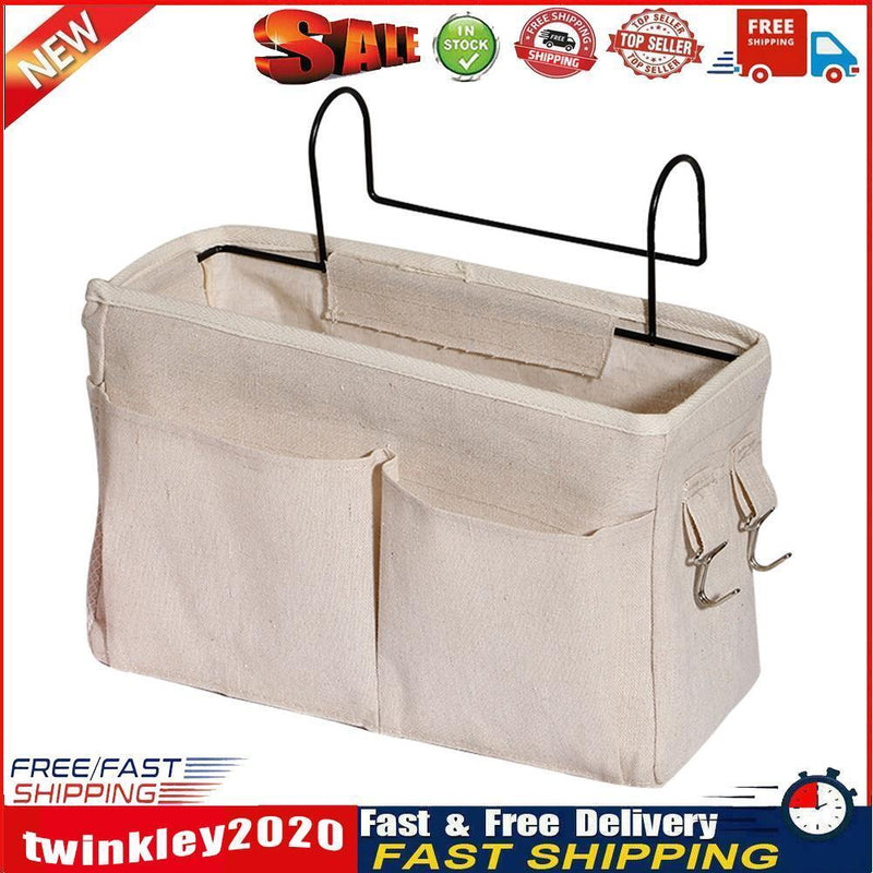 Bedside Caddying Storage Bag Hanging Organizer for Dorm Bed Rails (Grey) Newly
