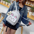 4pcs Women PU Rabbit Ear Backpack Shoulder Bag Handbag Clutch Bag(Grey)