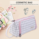 Large Capacity Pouch Holder-Cosmetic Bag with Zipper Cotton Linen Stationer