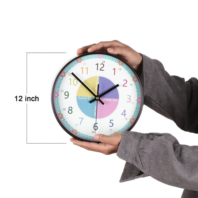 Easily Clock for Kids with Silent Movement Telling Time Wall Clock Educational
