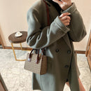 Women Messenger Purse Plaid Pattern PU Leather Handbag Top-handle Commuter Tote