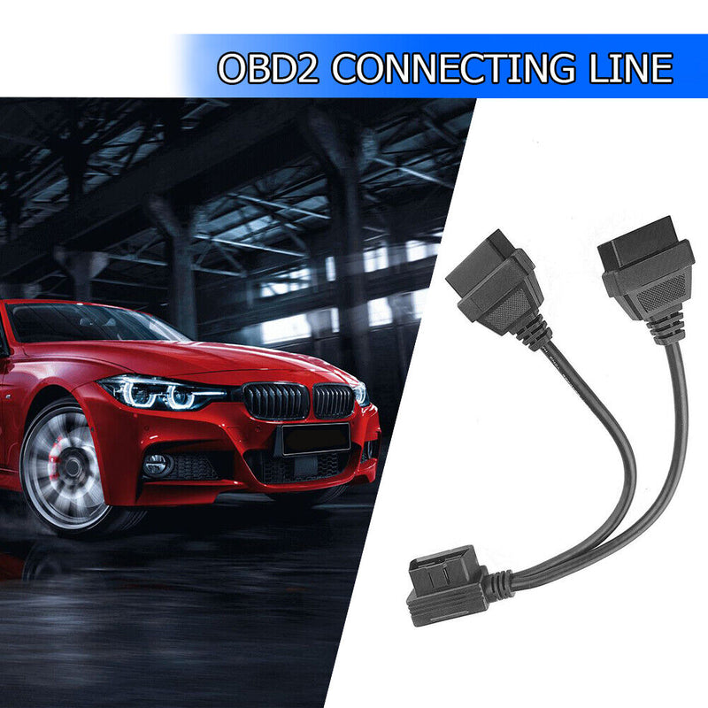 16-pin Right Angle OBD2 Splitter 1 for 2 Y Cable OBDII Extension Line(30cm)