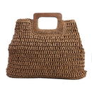 Retro Big Totes Women Woven Shoulder Handbags Top-handle Bags (Dark Brown)