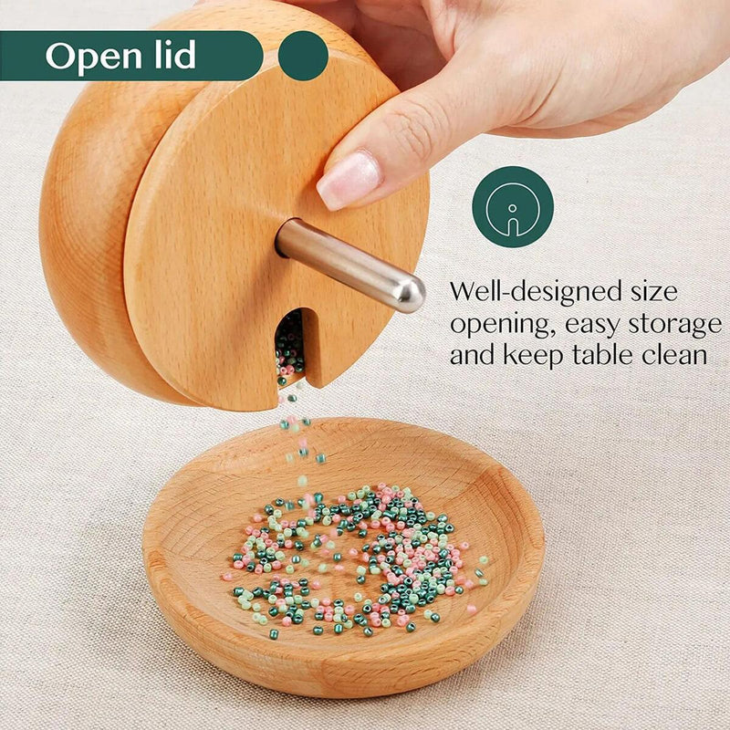 Gem Workshop Haldoo Wood Carved Bead Spinner with Needle Steel 7AE_