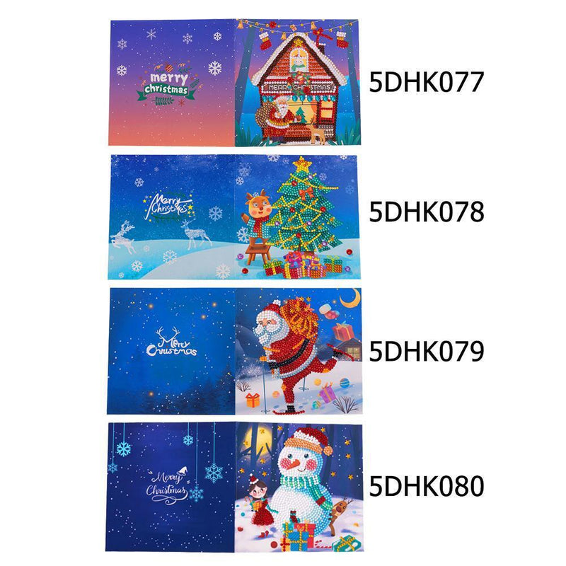 4PCS Christmas Card Special Shape Glitter Diamond DIY Cards Drill Kit