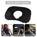 U Shape Travel Pillow Press Air Inflatable Airplane Neck Cushion (Black)
