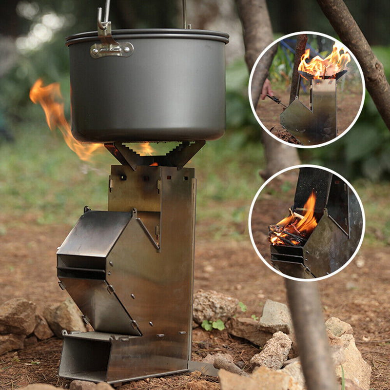 Portable Outdoor Camping Firewood Stove Removable Survival Trekking Furnace
