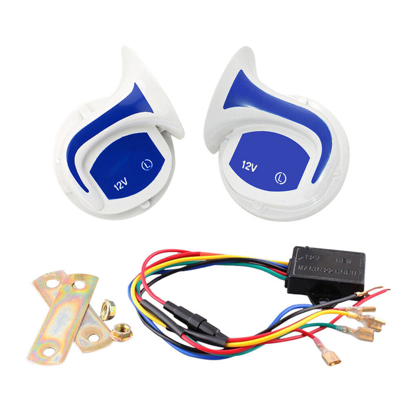 2pcs Aluminum Alloy Multi-tone Electric Air Horn Loud 12V Car Motorcycle Horns