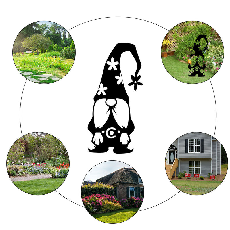 Gnomes Garden Decor, Ground Sign Silhouette for Outdoor, Lawn, Yard (2) Newly