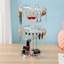 Rotating Jewelry Display Stand Plastic Earrings Rack Necklace Dish (Clear)