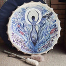 Shaman Drum Decoration Tree Design Handmade Craft Ornament Wooden Music Drum
