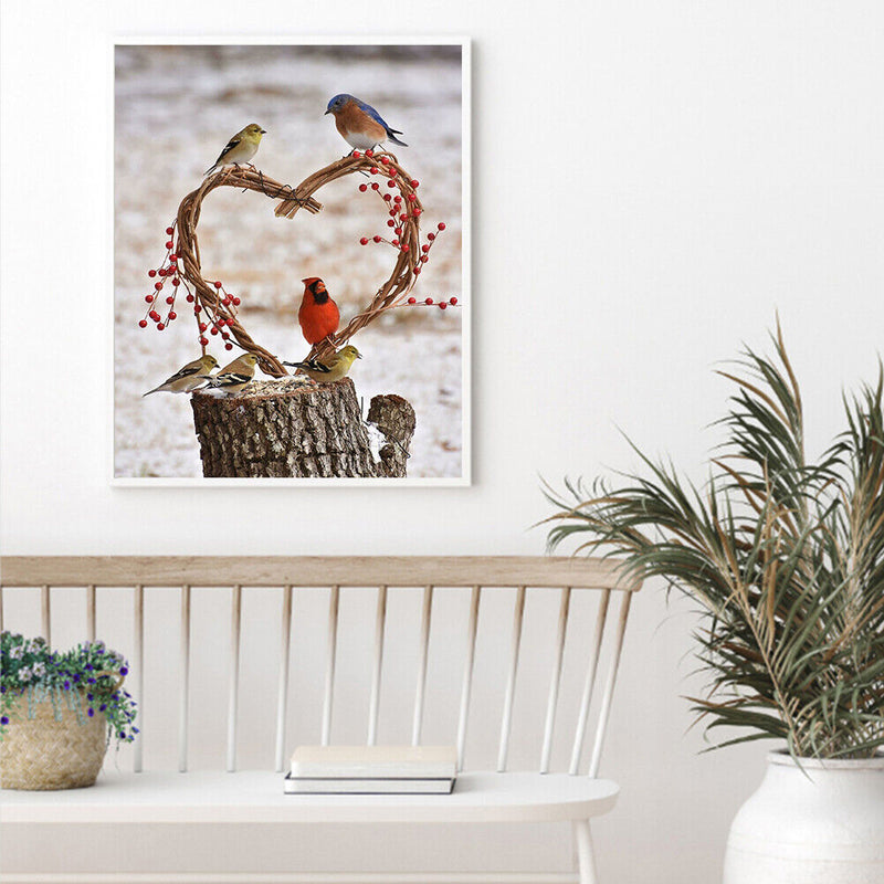 Love Birds Colouring Oil Canvas Picture DIY Hand Painted Paint By Numbers Kit
